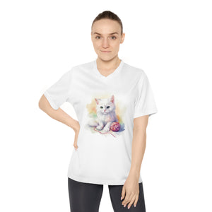 Meow-dorable Kitty Love Women's Performance V-Neck T-Shirt