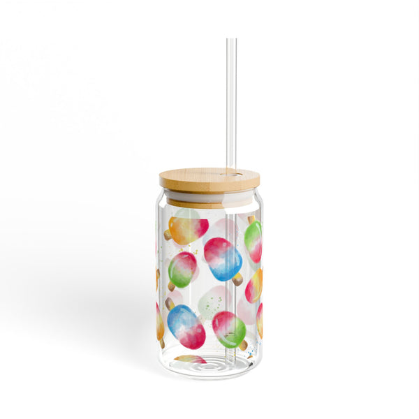 Colorful Popsicle Sipper Glass, 16oz - Fun Drinkware for Summer Parties, Picnics, Birthdays, and Gift Ideas