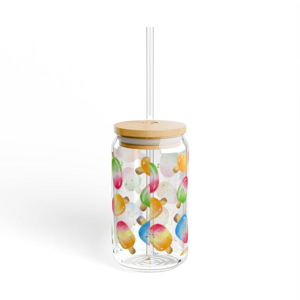 Colorful Popsicle Sipper Glass, 16oz - Fun Drinkware for Summer Parties, Picnics, Birthdays, and Gift Ideas