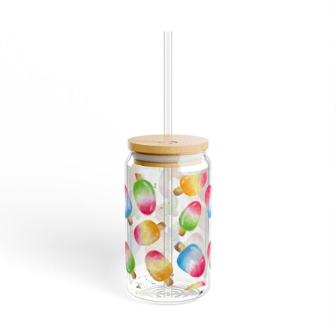 Colorful Popsicle Sipper Glass, 16oz - Fun Drinkware for Summer Parties, Picnics, Birthdays, and Gift Ideas
