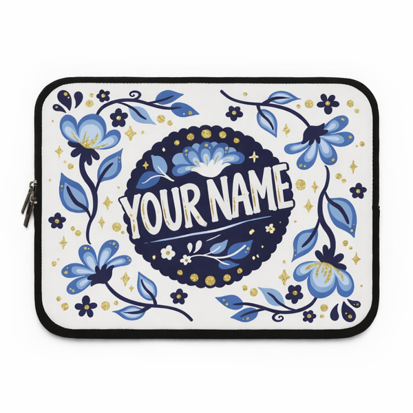 [Customize] Delft Blue Floral Laptop Sleeve - 10" / 13" /15"