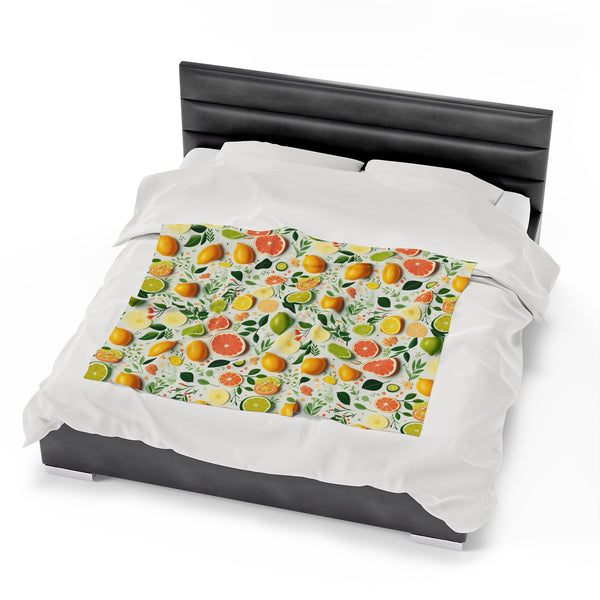 Citrus Fruit Velveteen Plush Blanket