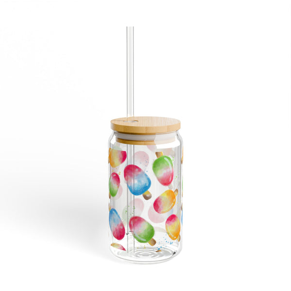 Colorful Popsicle Sipper Glass, 16oz - Fun Drinkware for Summer Parties, Picnics, Birthdays, and Gift Ideas