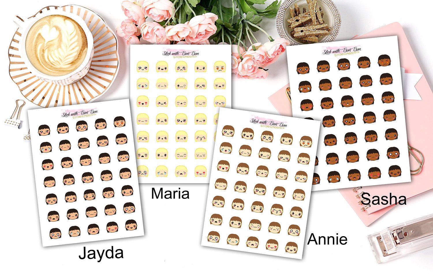 Kawaii Emoji Girl Stickers